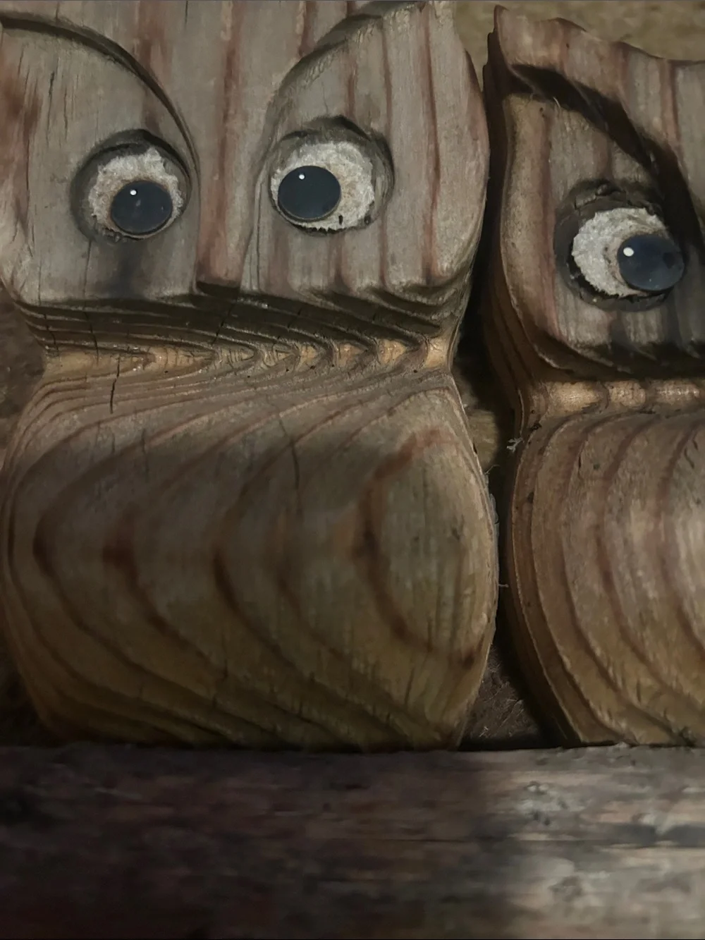 Wooden Owl Wall Decor — Brown Rustic Owl Trio
